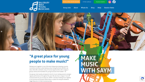 Screenshot of the Friends Of Salisbury Area Young Musicians website