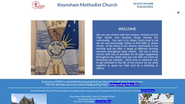 Screenshot of the Keynsham Methodist Church website