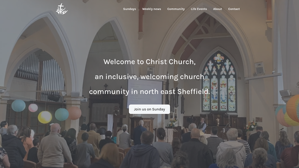 Screenshot of the The Parochial Church Council Of The Ecclesiastical Parish Of Christ Church Pitsmoor, Sheffield website
