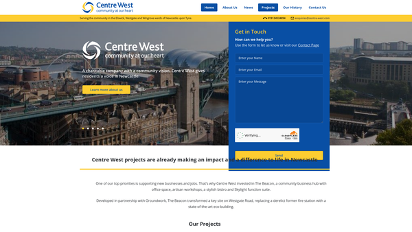 Screenshot of the Centre West (Newcastle) website