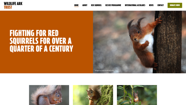 Screenshot of the The Wildlife Ark Trust website