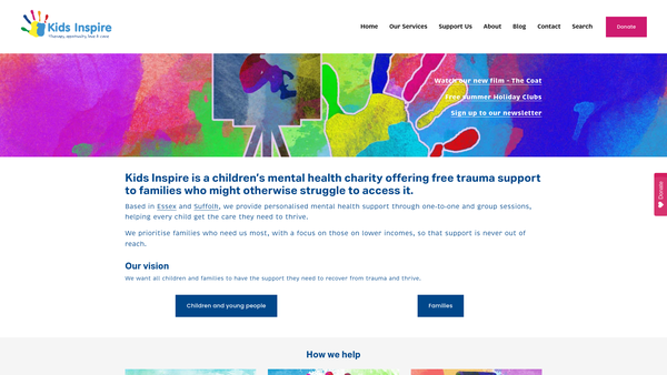 Screenshot of the Kids Inspire website