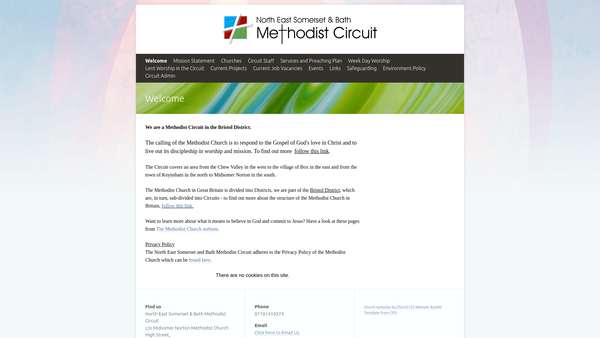 Screenshot of the North East Somerset & Bath Methodist Circuit website