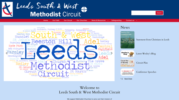 Screenshot of the Leeds South And West Methodist Circuit website