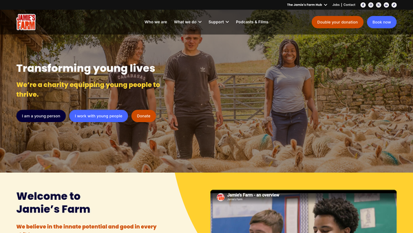 Screenshot of the Jamie's Farm website