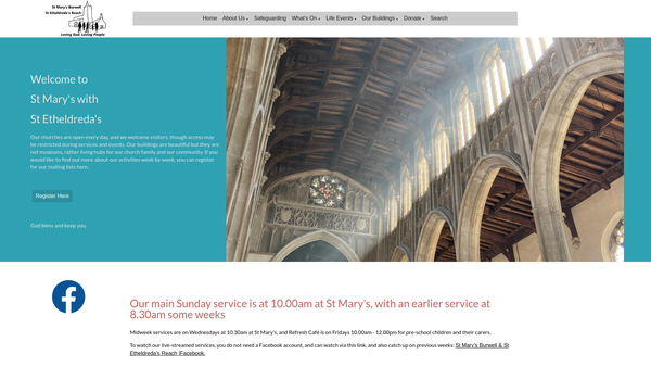 Screenshot of the The Parochial Church Council Of The Ecclesiastical Parish Of St Mary The Virgin Burwell With St Etheldreda And The Holy Trinity Reach website