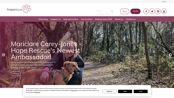 Screenshot of the Hope Rescue website