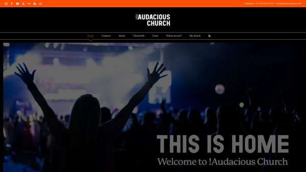 Screenshot of the Audacious Church website
