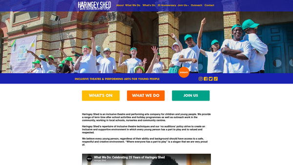 Screenshot of the Haringey Shed Limited website
