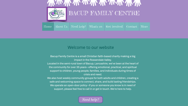 Screenshot of the Bacup Family Centre website