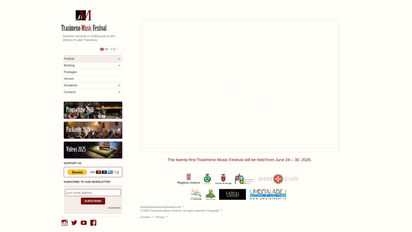 Screenshot of the The UK Friends Of The Trasimeno Music Festival website