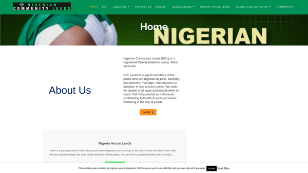 Screenshot of the Nigerian Community Leeds website