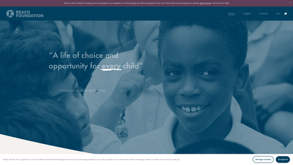 Screenshot of the The Reach Foundation website