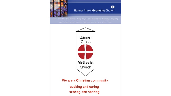 Screenshot of the Banner Cross Methodist Church website