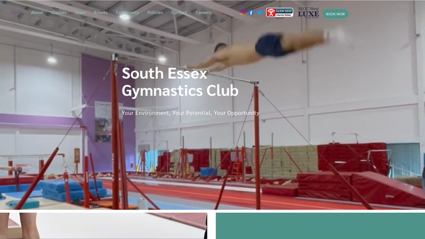 Screenshot of the South Essex Gymnastics Club Limited website