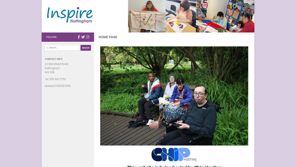 Screenshot of the Inspire Nottingham website