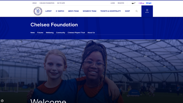 Screenshot of the Chelsea FC Foundation website