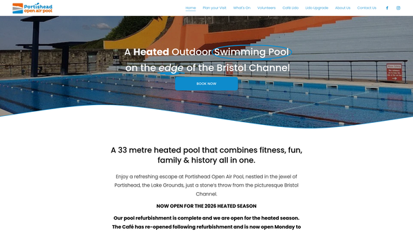Screenshot of the Portishead Pool Community Trust website