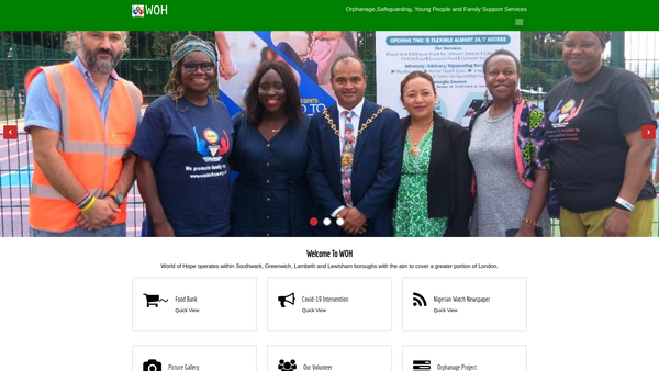 Screenshot of the World Of Hope website