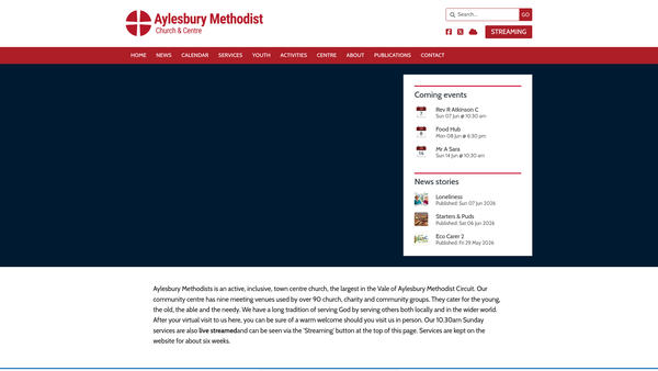 Screenshot of the Aylesbury Methodist Church website