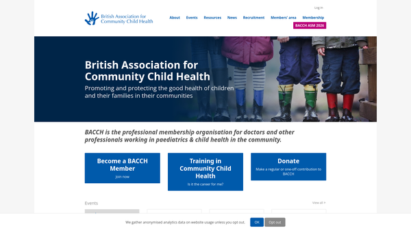 Screenshot of the British Association For Community Child Health website