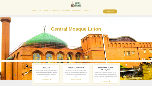 Screenshot of the Islamic Cultural Society Luton Mosque website