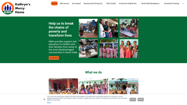 Screenshot of the Kathryn's Mercy Home Trust (UK) website
