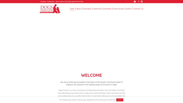 Screenshot of the Dogs' Friends website