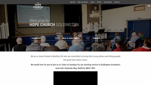 Screenshot of the Hope Church Goldington website