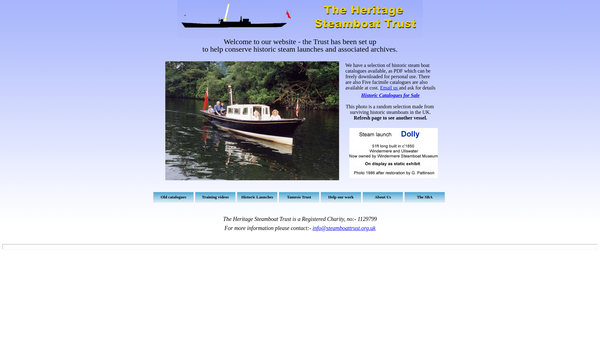 Screenshot of the The Heritage Steamboat Trust website