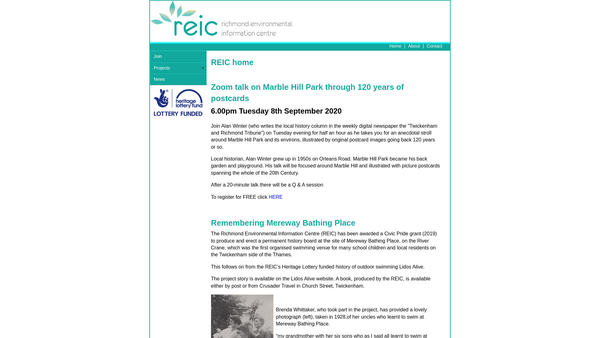Screenshot of the Richmond Environmental Information Centre website
