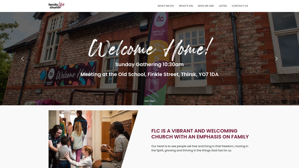 Screenshot of the Family Life Church, Thirsk website