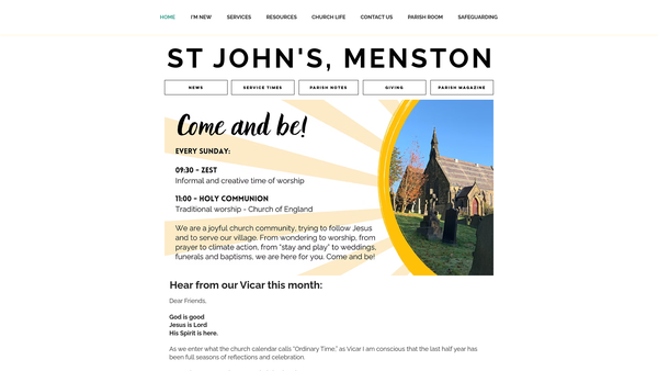 Screenshot of the The Parochial Church Council Of The Ecclesiastical Parish Of St John The Divine, Menston With Woodhead In The Bradford Episcopal Area Of The Diocese Of Leeds website