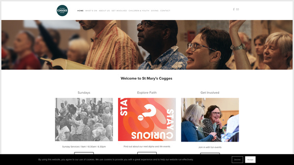 Screenshot of the The Parochial Church Council Of The Ecclesiastical Parish Of St Mary Cogges website
