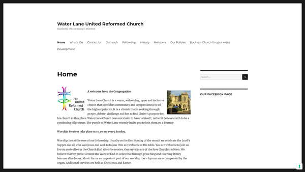 Screenshot of the Water Lane United Reformed Church Charity website