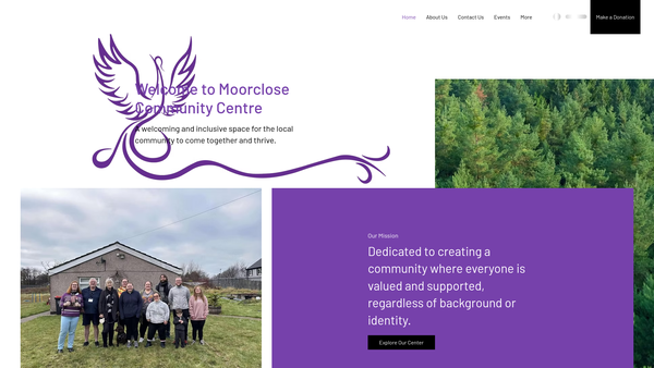 Screenshot of the Moorclose Community Centre website