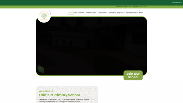 Screenshot of the Fairfield Friends Association (Primary School, Stockton-On-Tees) website