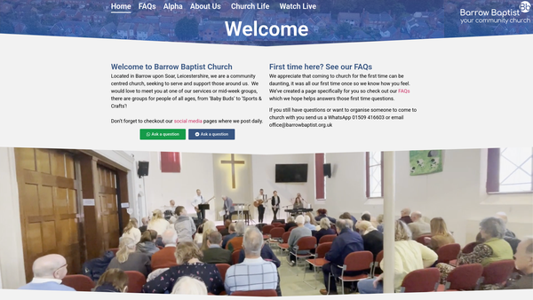 Screenshot of the Barrow Baptist Church website