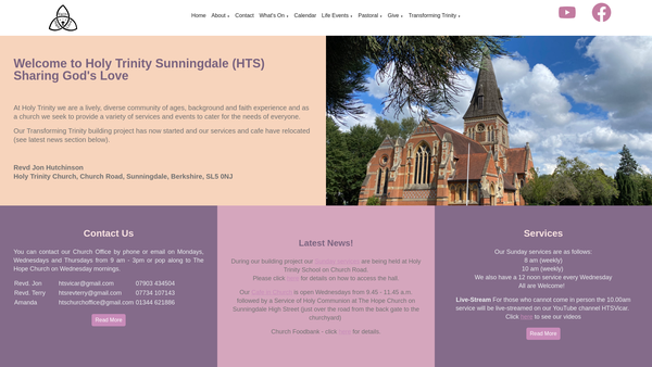 Screenshot of the The Parochial Church Council Of The Ecclesiastical Parish Of Holy Trinity Sunningdale website