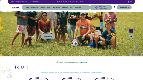 Screenshot of the Missio Dei website