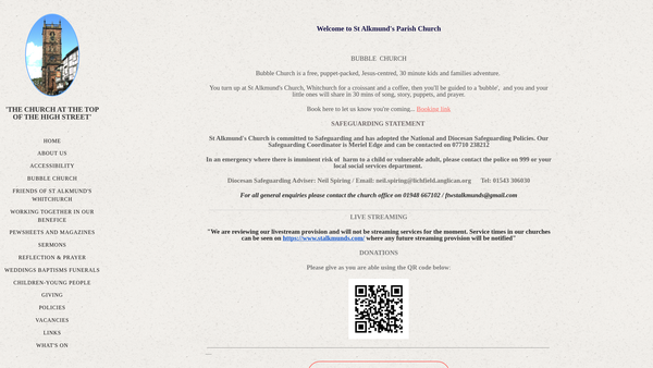 Screenshot of the The Parochial Church Council Of The Ecclesiastical Parish Of St. Alkmund's, Whitchurch. Shropshire. website