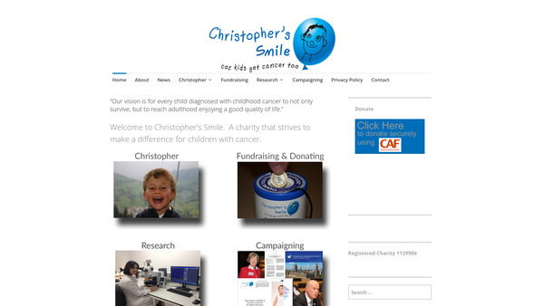 Screenshot of the Christopher's Smile website