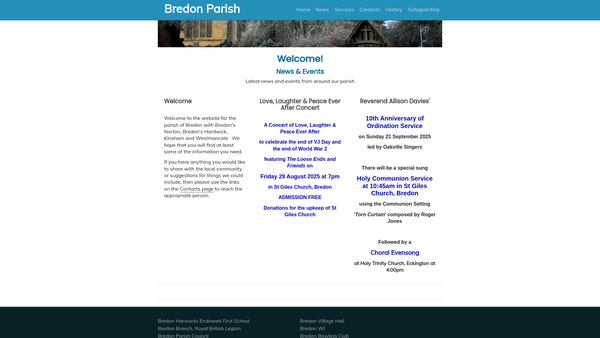 Screenshot of the The Parochial Church Council Of The Ecclesiastical Parish Of St Giles, Bredon In The Diocese Of Worcester website