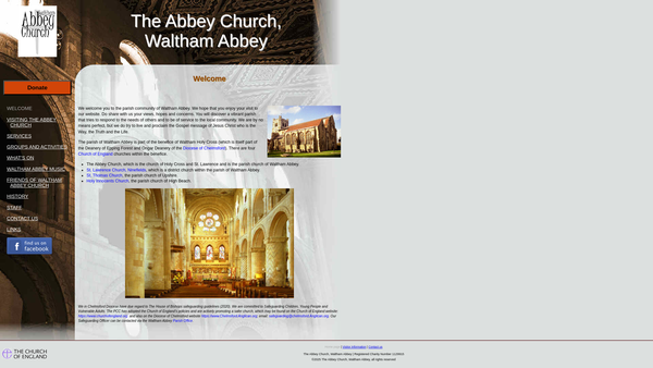Screenshot of the The Parochial Church Council Of The Ecclesiastical Parish Of Waltham Abbey website