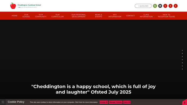 Screenshot of the Cheddington Combined School website