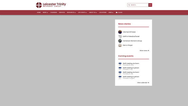 Screenshot of the Leicester Trinity Methodist Circuit website
