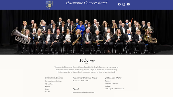Screenshot of the Harmonie Concert Band website