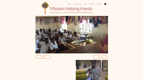 Screenshot of the Mission Helping Hands website
