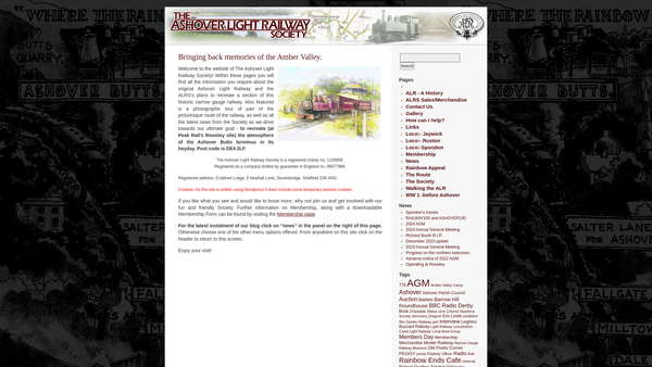 Screenshot of the The Ashover Light Railway Society website