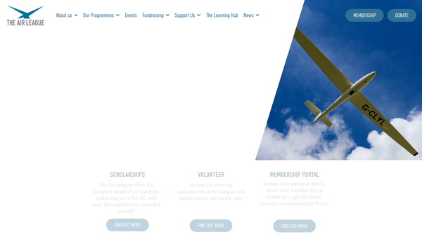 Screenshot of the Air League Trust website